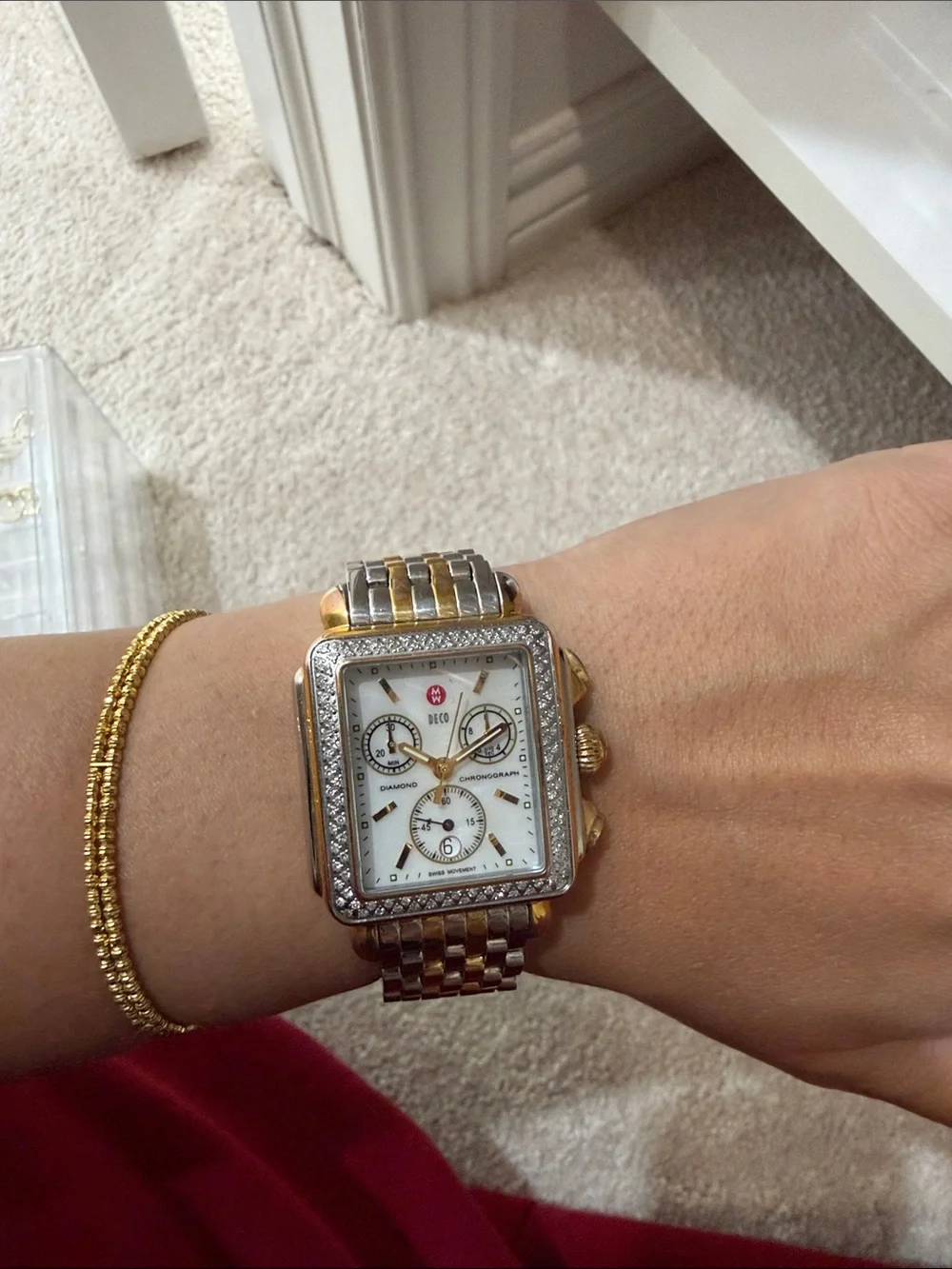 Michele Two Tone Chronograph Diamond Watch